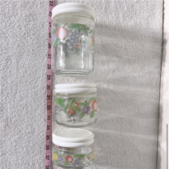 Vintage 80s KIG Indonesia Glass Fruit Flower Canister Set (3) - Picture 9 of 12